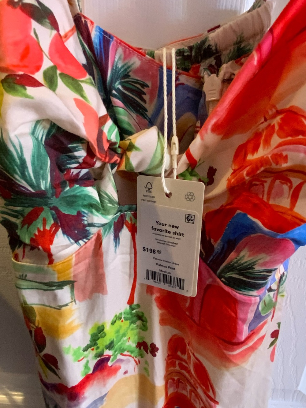 Marine Layer Tropical Print Maxi Dress - Cream with Red, Blue, Green Accents - Picture 2 of 3